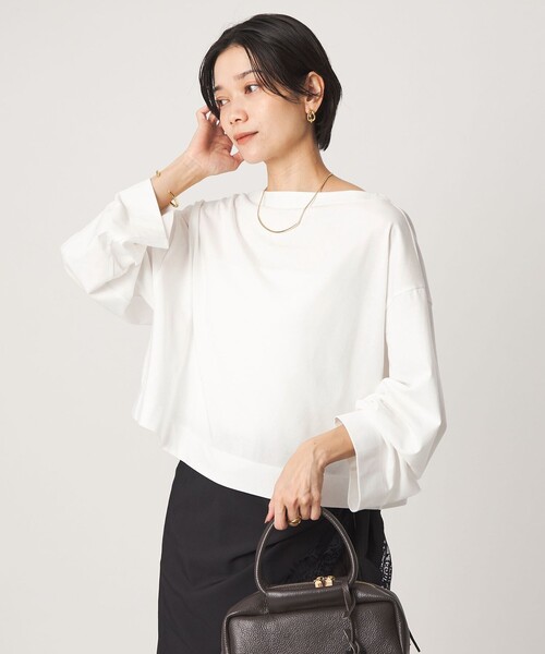 green label relaxing(グリーンレーベルリラクシング)の「<スタイリスト兵藤千尋さんコラボ>クロップド ワイド ロングスリーブ Tシャツ UVカット(Tシャツ/カットソー・レディース・ネイビー/オフホワイト/ダークグレー・FREE)」の13枚目の写真