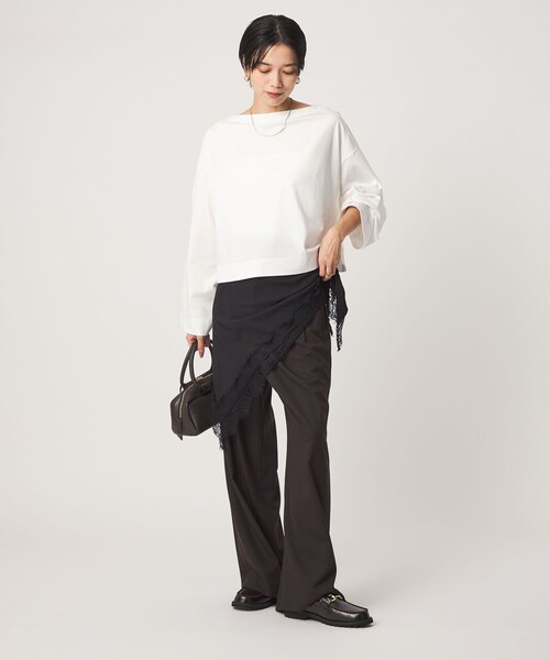 green label relaxing(グリーンレーベルリラクシング)の「<スタイリスト兵藤千尋さんコラボ>クロップド ワイド ロングスリーブ Tシャツ UVカット(Tシャツ/カットソー・レディース・ネイビー/オフホワイト/ダークグレー・FREE)」の15枚目の写真