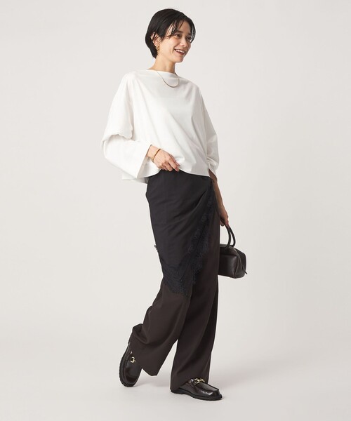 green label relaxing(グリーンレーベルリラクシング)の「<スタイリスト兵藤千尋さんコラボ>クロップド ワイド ロングスリーブ Tシャツ UVカット(Tシャツ/カットソー・レディース・ネイビー/オフホワイト/ダークグレー・FREE)」の16枚目の写真