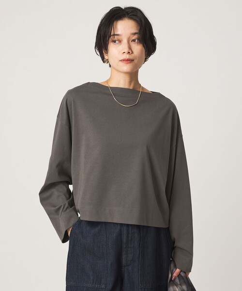 green label relaxing(グリーンレーベルリラクシング)の「<スタイリスト兵藤千尋さんコラボ>クロップド ワイド ロングスリーブ Tシャツ UVカット(Tシャツ/カットソー・レディース・ネイビー/オフホワイト/ダークグレー・FREE)」の18枚目の写真