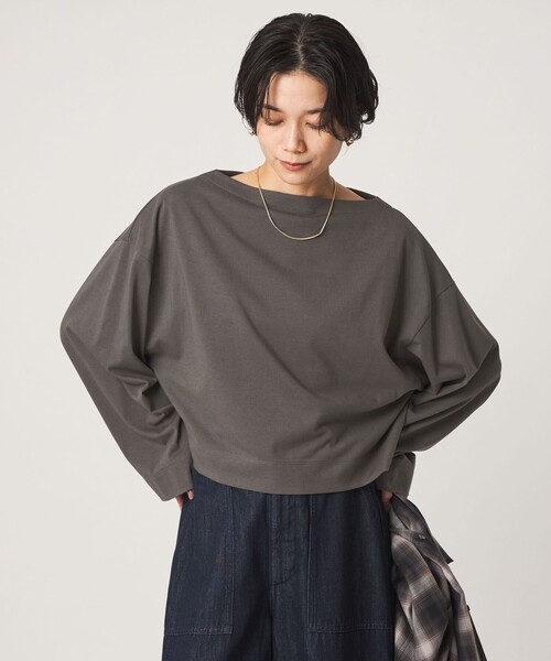 green label relaxing(グリーンレーベルリラクシング)の「<スタイリスト兵藤千尋さんコラボ>クロップド ワイド ロングスリーブ Tシャツ UVカット(Tシャツ/カットソー・レディース・ネイビー/オフホワイト/ダークグレー・FREE)」の19枚目の写真