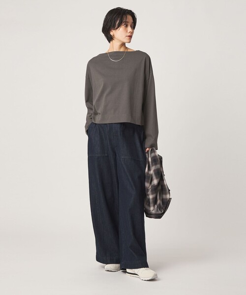 green label relaxing(グリーンレーベルリラクシング)の「<スタイリスト兵藤千尋さんコラボ>クロップド ワイド ロングスリーブ Tシャツ UVカット(Tシャツ/カットソー・レディース・ネイビー/オフホワイト/ダークグレー・FREE)」の20枚目の写真