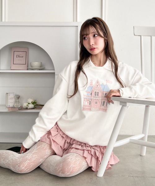 Loueme(ルエム)の「ファンシーステッチプリントスウェット(スウェット・レディース・チャコールグレー/ホワイト・FREE)」の7枚目の写真