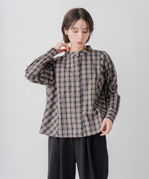 Kelen(ケレン)の「「KELEN / ケレン」バックフレアパネルチェックブラウス(シャツ/ブラウス・レディース・グレー/マスタード・S/M)」の2枚目の写真