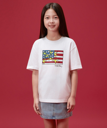 [キスヘリングコレクション] アメリカンフラッグTシャツ [ホワイト]