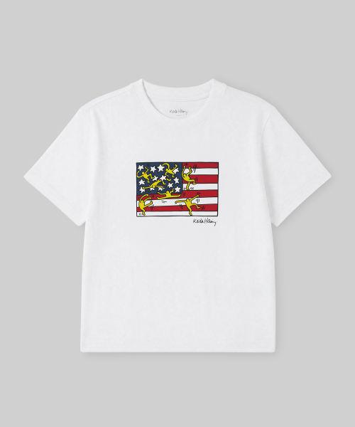 MUSINSA STANDARD KIDS（ムシンサスタンダードキッズ）の「[キスヘリングコレクション] アメリカンフラッグTシャツ [ホワイト]（Tシャツ/カットソー・レディース・その他・120/130/140/150/160）」の3枚目の写真