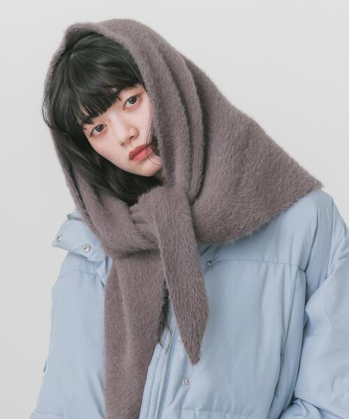SMELLY(スメリー)の「『WEB/一部店舗限定カラー』シャギーサンカクマフラー(マフラー・レディース・ブラウン/ブラック/グレー/ライトブルー・-)」の3枚目の写真