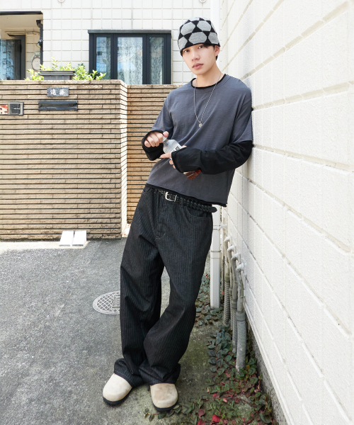 XERO（ゼロ）の「ヘリンボーンワイドカーブデニムパンツ[ブラック]（デニムパンツ・レディース・その他・X-LARGE/MEDIUM/LARGE）」の2枚目の写真
