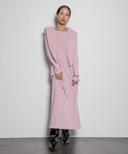 HEREIAM(ヘレイアム)の「【HEREIAM】ムースモールオフショルワンピース(ワンピース・レディース・ライトピンク/チャコール・SMALL/MEDIUM)」の7枚目の写真
