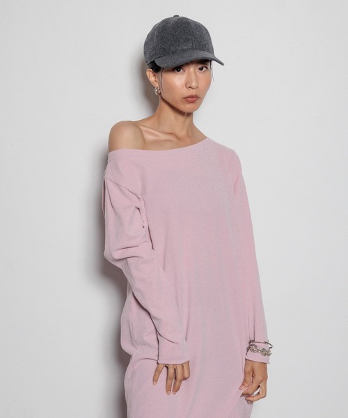 HEREIAM(ヘレイアム)の「【HEREIAM】ムースモールオフショルワンピース(ワンピース・レディース・ライトピンク/チャコール・SMALL/MEDIUM)」の14枚目の写真