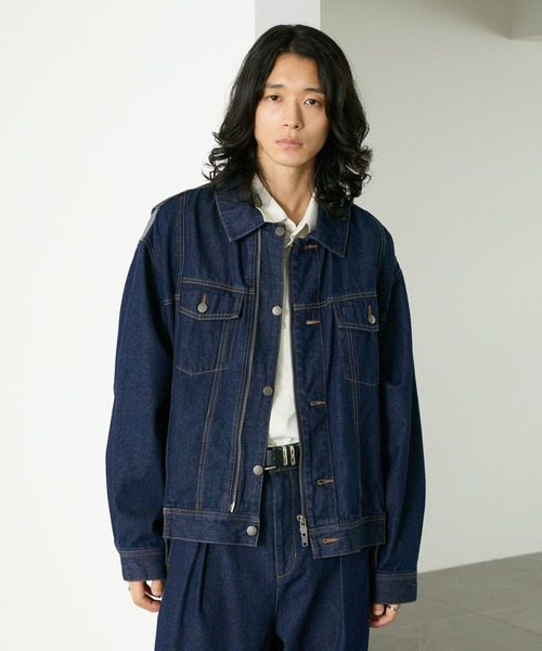 RAGEBLUE（レイジブルー）の「SWITCHING DENIM BLOUSON/切り替えデニムブルゾン【セットアップ対応】（テーラードジャケット・メンズ・インディゴブルー・FREE）」の8枚目の写真