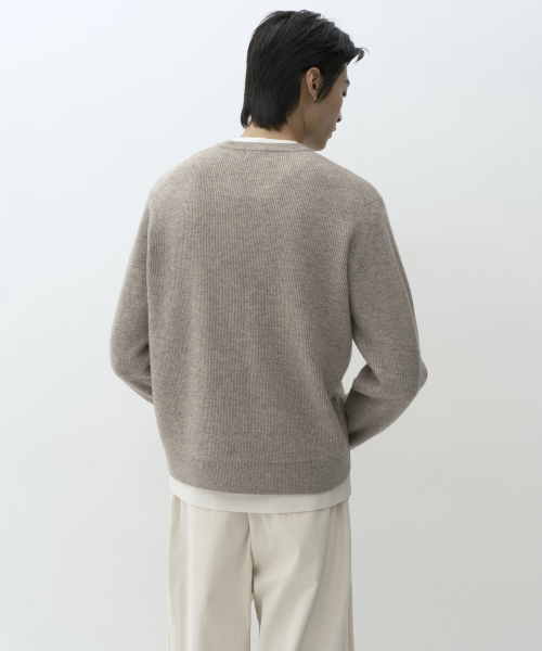 MUSINSA STANDARD（ムシンサスタンダード）の「[ビクトリアウール] ミニマルリブクロップニット [オートミール]（ニット/セーター・メンズ・その他・MEDIUM/LARGE/X-LARGE/2XL）」の3枚目の写真