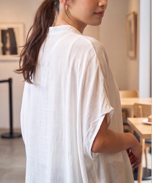 STYLE DELI（スタイルデリ）の「【DELI by】エアリードレープフレンチブラウス（シャツ/ブラウス・レディース・ブラック/ホワイト・M）」の11枚目の写真