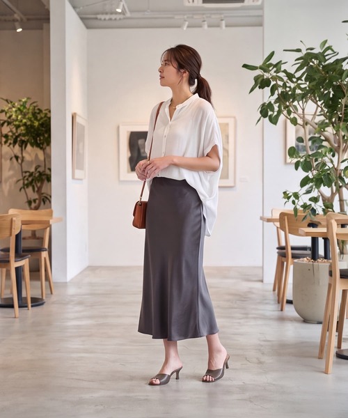 STYLE DELI（スタイルデリ）の「【DELI by】エアリードレープフレンチブラウス（シャツ/ブラウス・レディース・ブラック/ホワイト・M）」の13枚目の写真