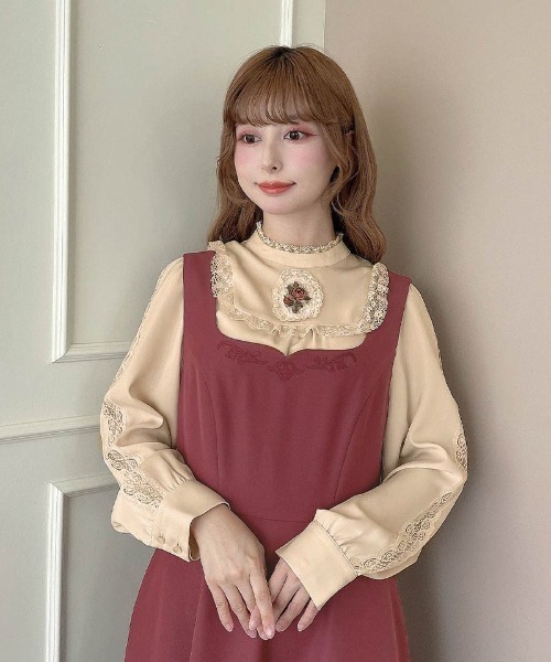 an another angelus(アンアナザーアンジェラス)の「レリーフ刺繍ジャンパースカート/fint フィント(ジャンパースカート・レディース・ブルー/ピンク系その他・FREE)」の10枚目の写真