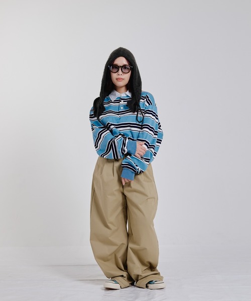 EFFECTEN（エフェクテン）の「【EFFECTEN】Border rugby shirts（その他トップス・メンズ・グレー/サックスブルー・X-LARGE/LARGE/MEDIUM）」の2枚目の写真