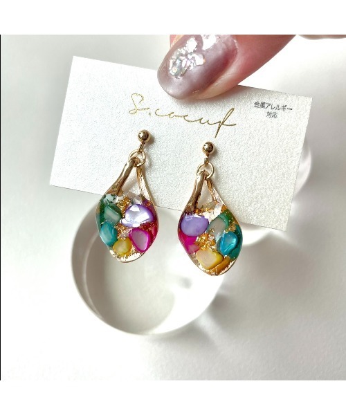 tone(トーン)の「【S.coeuf】【S.coeuf】再販なし!金属アレルギー対応ピアス さざれ石×ゆれるドロップ 2026モデル(MA)(ピアス(両耳用)・レディース・その他・FREE)」の3枚目の写真