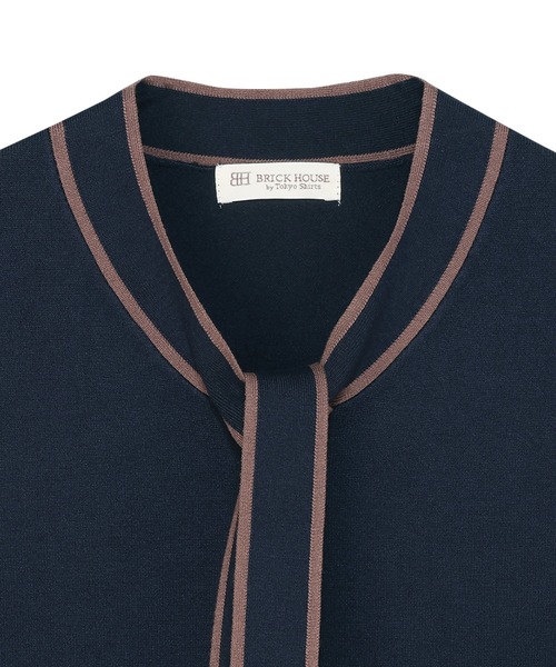 TOKYO SHIRTS(トウキョウシャツ)の「ニット 配色ボウタイ プルオーバー 長袖 レディース(ニット/セーター・レディース・ネイビー/ブラウン・M/L)」の11枚目の写真