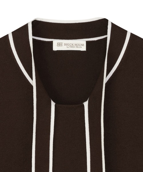 TOKYO SHIRTS(トウキョウシャツ)の「ニット 配色ボウタイ プルオーバー 長袖 レディース(ニット/セーター・レディース・ネイビー/ブラウン・M/L)」の6枚目の写真