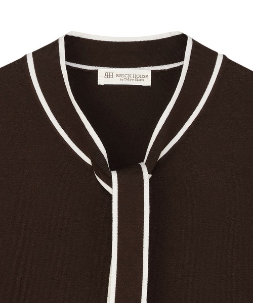 TOKYO SHIRTS(トウキョウシャツ)の「ニット 配色ボウタイ プルオーバー 長袖 レディース(ニット/セーター・レディース・ネイビー/ブラウン・M/L)」の5枚目の写真