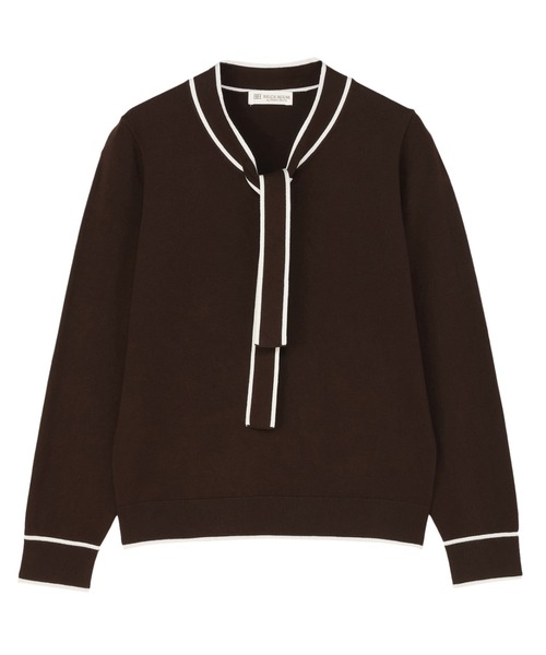 TOKYO SHIRTS(トウキョウシャツ)の「ニット 配色ボウタイ プルオーバー 長袖 レディース(ニット/セーター・レディース・ネイビー/ブラウン・M/L)」の3枚目の写真
