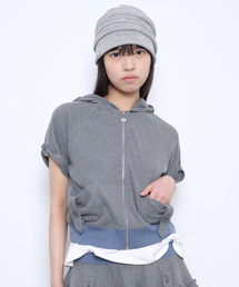 ROLLING HOODED ZIP-UP [CHARCOAL]