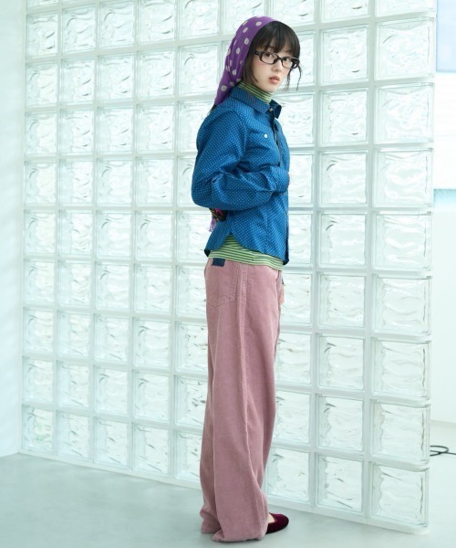 common gull products.(コモンガルプロダクツ)の「白昼の眠気にドットロングスリーブシャツ(シャツ/ブラウス・レディース・ベージュ系/ネイビー/ホワイト系/ピンク系・SMALL/LARGE/MEDIUM)」の6枚目の写真