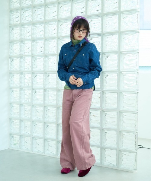 common gull products.(コモンガルプロダクツ)の「白昼の眠気にドットロングスリーブシャツ(シャツ/ブラウス・レディース・ベージュ系/ネイビー/ホワイト系/ピンク系・SMALL/LARGE/MEDIUM)」の7枚目の写真