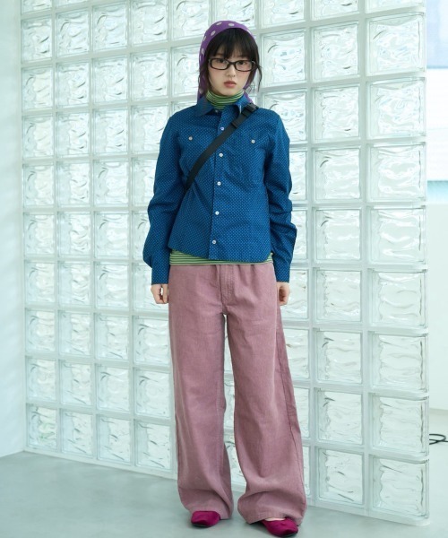 common gull products.(コモンガルプロダクツ)の「白昼の眠気にドットロングスリーブシャツ(シャツ/ブラウス・レディース・ベージュ系/ネイビー/ホワイト系/ピンク系・SMALL/LARGE/MEDIUM)」の8枚目の写真