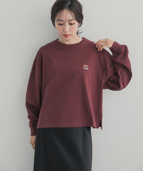 URBAN RESEARCH DOORS(アーバンリサーチドアーズ)の「GrowOrganic 刺しゅうロングスリーブTシャツ(Tシャツ/カットソー・レディース・チャコールグレー/バーガンディー/オフホワイト・FREE)」の3枚目の写真