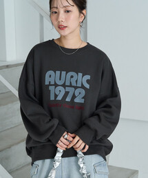 限定展開 AURIC フロッキー プリント 裏起毛 スウェット