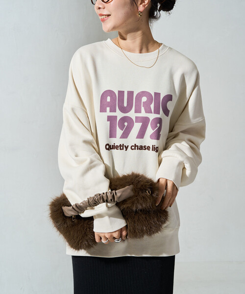 FREAK'S STORE(フリークスストア)の「限定展開 AURIC フロッキー プリント 裏起毛 スウェット(スウェット・レディース・チャコール/ブラウン/グレー/ワイン/ナチュラル・フリ-)」の6枚目の写真