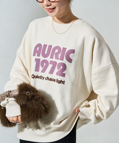 FREAK'S STORE(フリークスストア)の「限定展開 AURIC フロッキー プリント 裏起毛 スウェット(スウェット・レディース・チャコール/ブラウン/グレー/ワイン/ナチュラル・フリ-)」の8枚目の写真