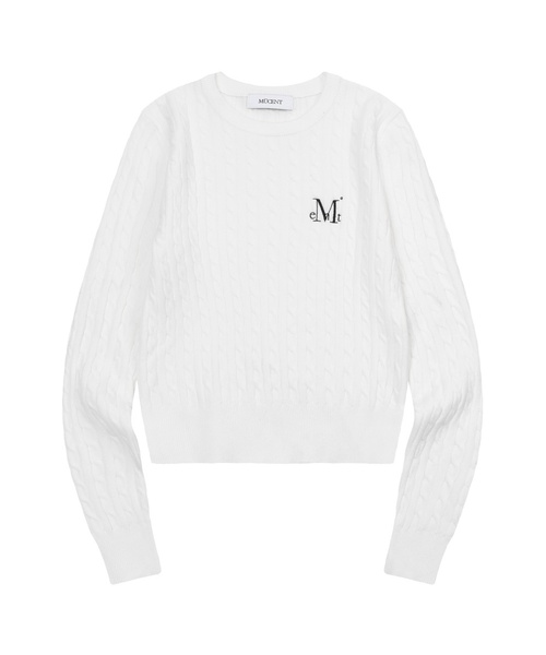 MUCENT(ムセント)の「ジミラウンドネッククロップカバネギニット(7カラー)(ニット/セーター・レディース・ホワイト/ブラック/ネイビー/ブラウン/グレー/アイボリー/チャコール・FREE)」の2枚目の写真