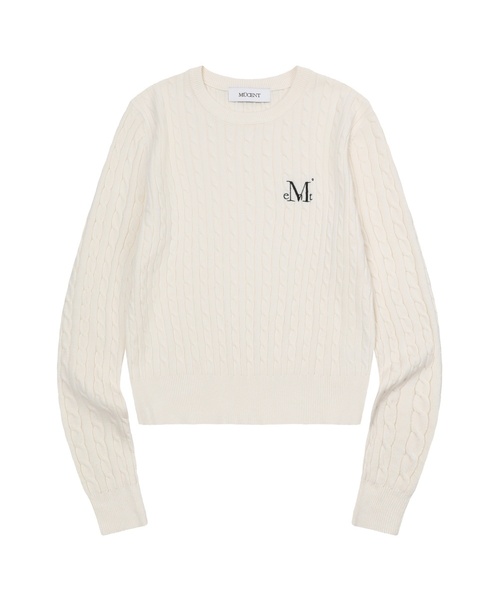 MUCENT(ムセント)の「ジミラウンドネッククロップカバネギニット(7カラー)(ニット/セーター・レディース・ホワイト/ブラック/ネイビー/ブラウン/グレー/アイボリー/チャコール・FREE)」の3枚目の写真