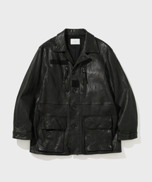 SHIRTER（シャーター）の「WASHED LEATHER FIELD COAT (BLACK)（ライダースジャケット）」