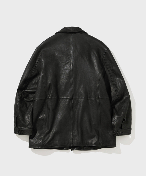 SHIRTER(シャーター)の「WASHED LEATHER FIELD COAT (BLACK)(ライダースジャケット・メンズ・その他・SMALL/MEDIUM/LARGE)」の2枚目の写真