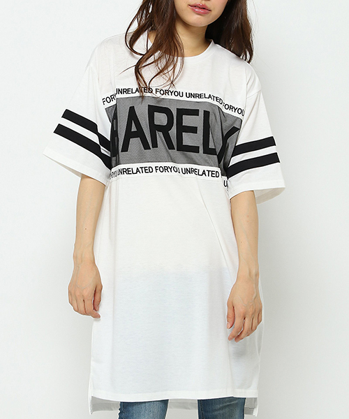 VENCEEXCHANGE(ヴァンスエクスチェンジ)の「メッシュ配色ロゴプリントロングT (Tシャツ/カットソー・レディース・ホワイト/ブラック/ベージュ・MEDIUM)」の1枚目の写真