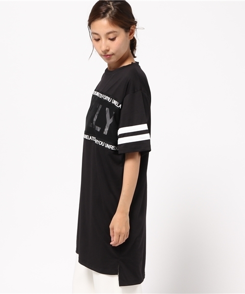 VENCEEXCHANGE(ヴァンスエクスチェンジ)の「メッシュ配色ロゴプリントロングT (Tシャツ/カットソー・レディース・ホワイト/ブラック/ベージュ・MEDIUM)」の5枚目の写真