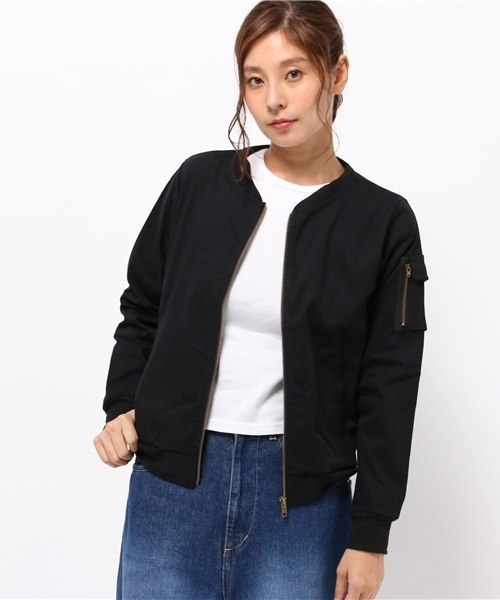 KOBE LETTUCE（コウベレタス）の「MA-1ブルゾンジャケット（MA-1・レディース・キャメル/ネイビー/ブラック/カーキ/レッド系その他/グリーン系その他/イエロー系その他/グリーン系その他2/ブルー系その他2/レッド系その他2/ブルー系その他/イエロー系その他2/ブラック系その他/ブラック系その他2・FREE）」の2枚目の写真