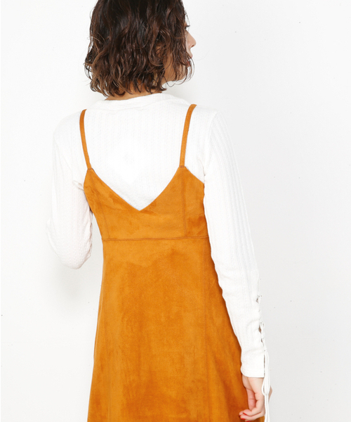 SLY(スライ)の「SUEDE LIKE ロングOP(ワンピース・レディース・ライトベージュ/キャメル・2/1)」の8枚目の写真