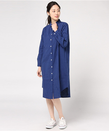 LBC | 綿麻ストライプワンピース                  (ワンピース)