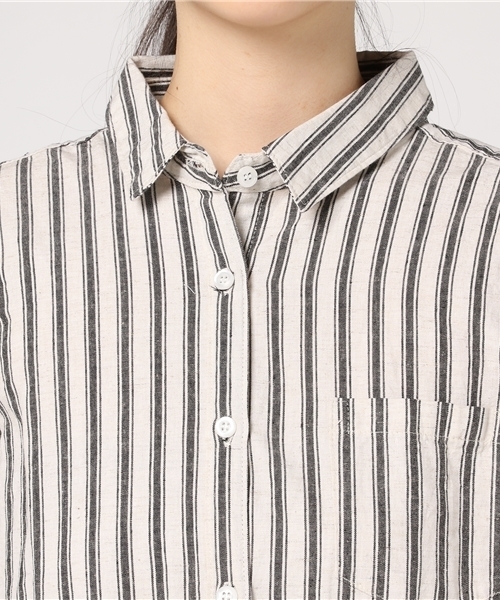 LBC(エルビーシー)の「綿麻ストライプワンピース (ワンピース・レディース・オフホワイト/ブルー・LARGE/MEDIUM)」の7枚目の写真