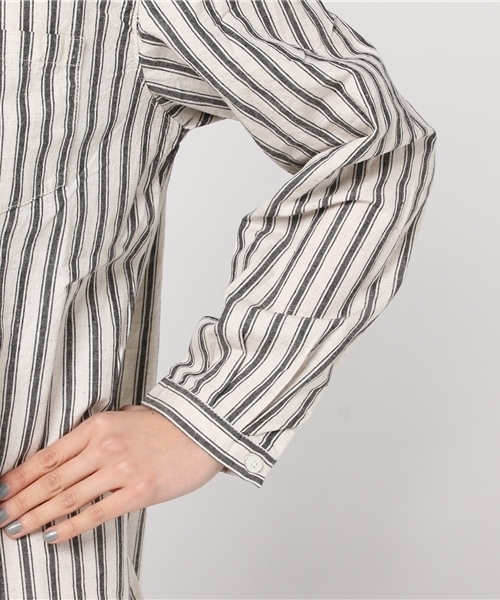 LBC(エルビーシー)の「綿麻ストライプワンピース (ワンピース・レディース・オフホワイト/ブルー・LARGE/MEDIUM)」の8枚目の写真