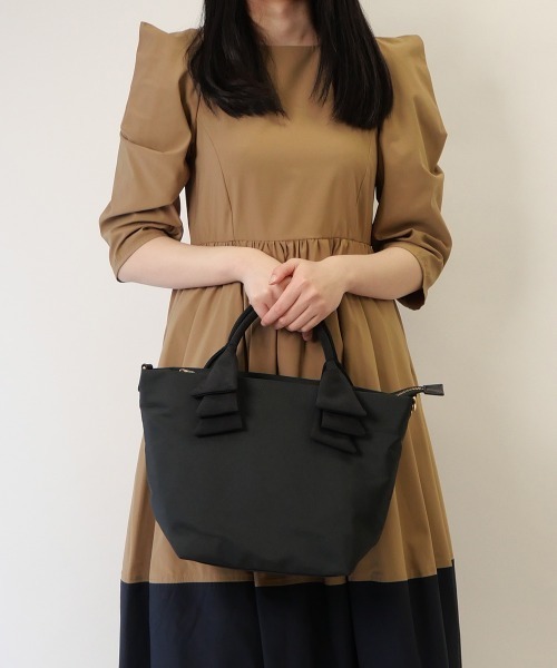 セール】【CURIBISCUI】リボンハンドル ナイロン トートバッグ（M