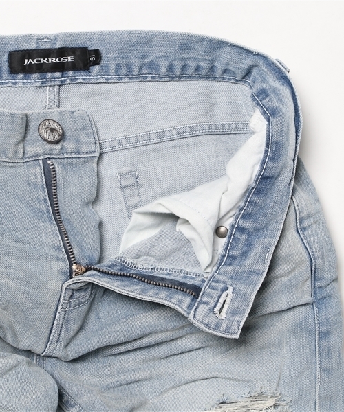 JACKROSE（ジャックローズ）の「ハイパーストレッチグレーシュ加工ダメージデニム（デニムパンツ・メンズ・サックスブルー・S/L/M/XL）」の5枚目の写真