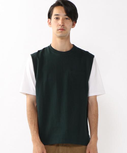 coen（コーエン）の「配色5分丈カットソー（Tシャツ/カットソー・メンズ・ホワイト/ダークグリーン・X-LARGE/MEDIUM/LARGE/SMALL）」の4枚目の写真