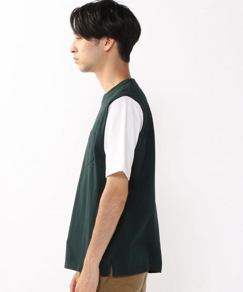 coen（コーエン）の「配色5分丈カットソー（Tシャツ/カットソー・メンズ・ホワイト/ダークグリーン・X-LARGE/MEDIUM/LARGE/SMALL）」の5枚目の写真