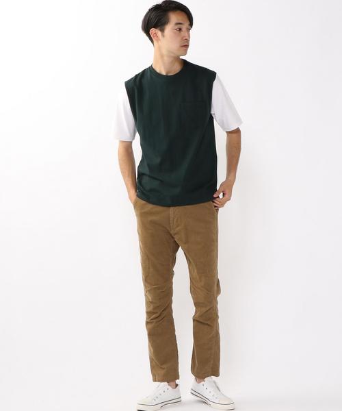 coen（コーエン）の「配色5分丈カットソー（Tシャツ/カットソー・メンズ・ホワイト/ダークグリーン・X-LARGE/MEDIUM/LARGE/SMALL）」の6枚目の写真