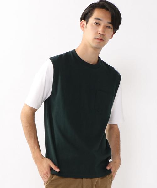 coen（コーエン）の「配色5分丈カットソー（Tシャツ/カットソー・メンズ・ホワイト/ダークグリーン・X-LARGE/MEDIUM/LARGE/SMALL）」の10枚目の写真